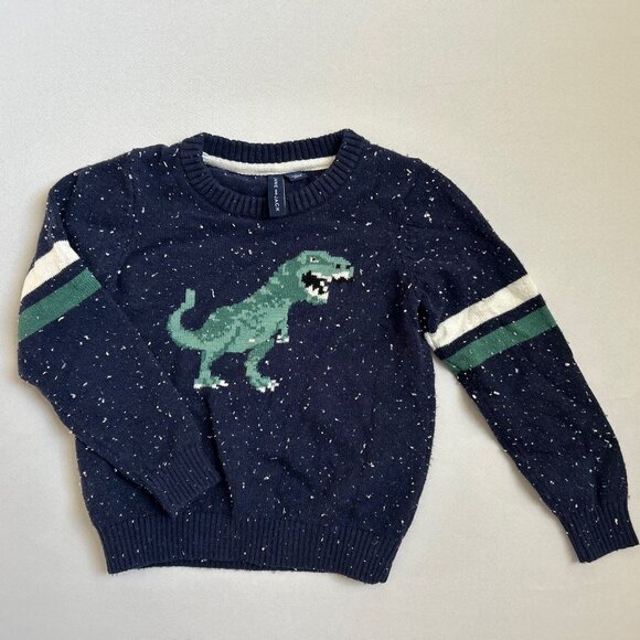 Janie & Jack - Size 3T - Dinosaur Sweater Pullover Navy/ Green - Picture 1 of 5